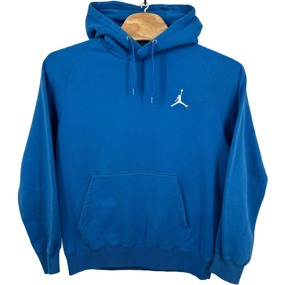 VTG y2k Men's Blue Nike Air Jordan Jumpman Logo Pullover Hoodie Sweatshirt sz L